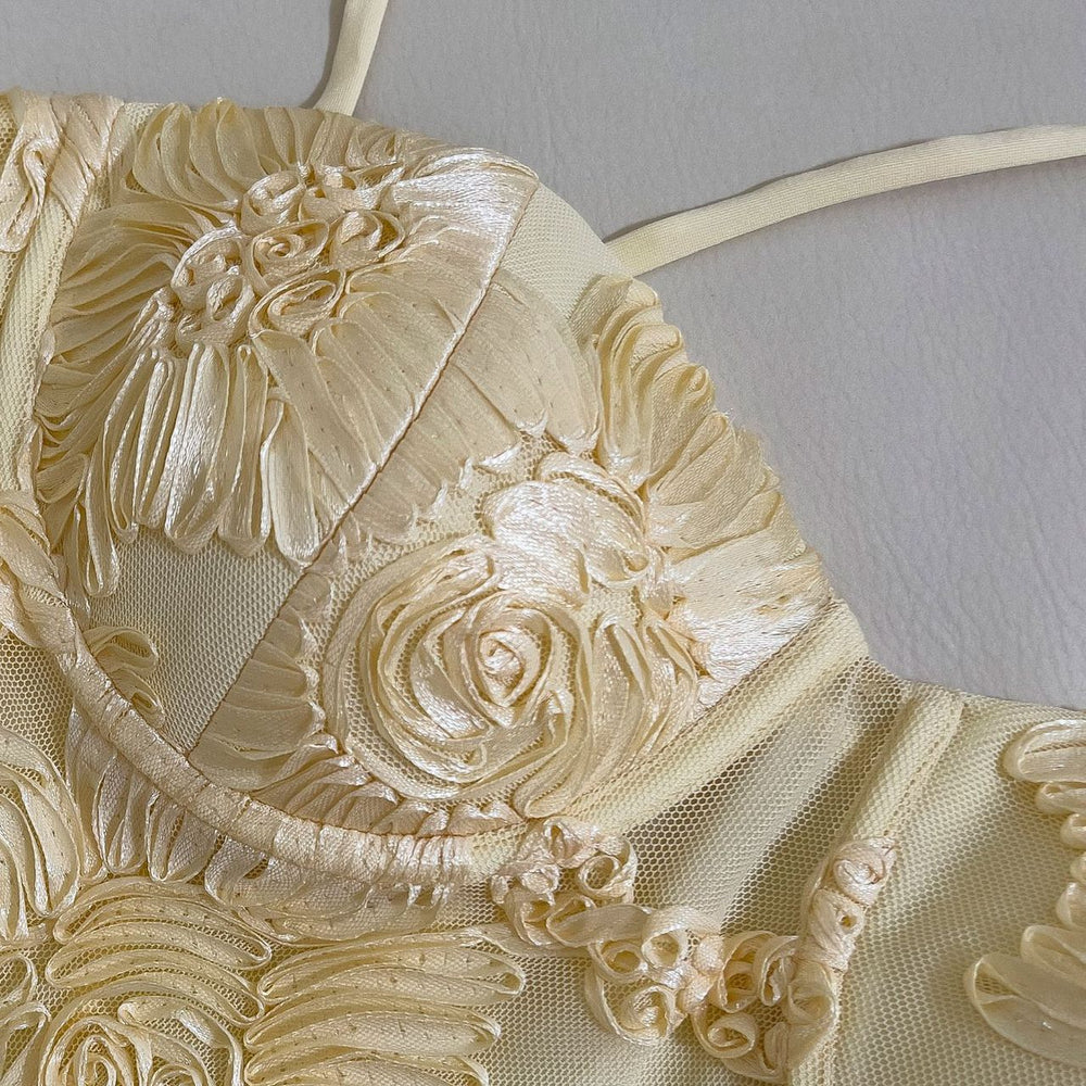 
                      
                        Straps Lemon Floral Appliques Fitted Maxi Dress
                      
                    