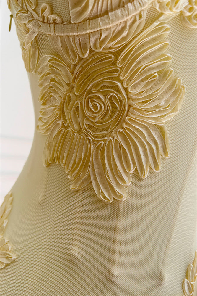 
                      
                        Straps Lemon Floral Appliques Fitted Maxi Dress
                      
                    