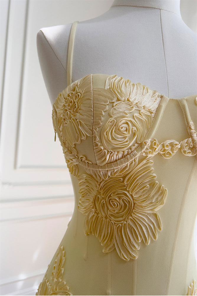 
                      
                        Straps Lemon Floral Appliques Fitted Maxi Dress
                      
                    