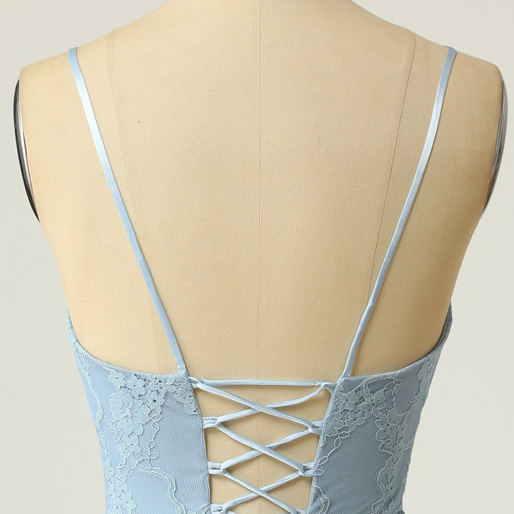 
                      
                        Straps Light Blue Lace A-line Homecoming Dress
                      
                    