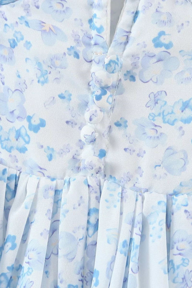 Straps Light Blue Ruffle Tiered A-line Short Dress PollyBoutique Straps Light Blue Ruffle Tiered A-line Short Dress PollyBoutique