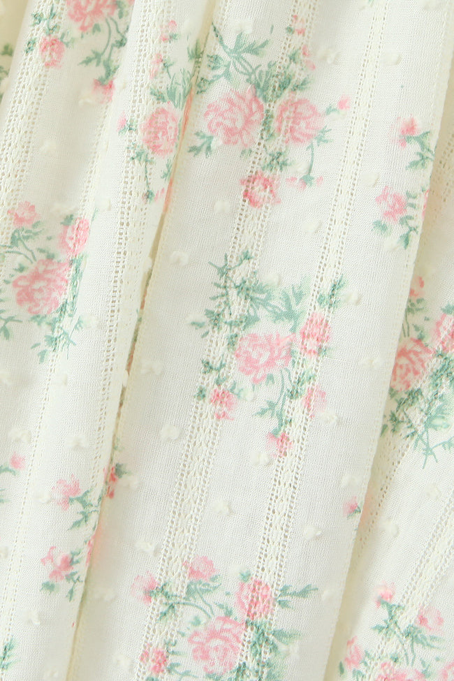 
                      
                        Straps Light Yellow Floral Print Short Dress with Lace
                      
                    