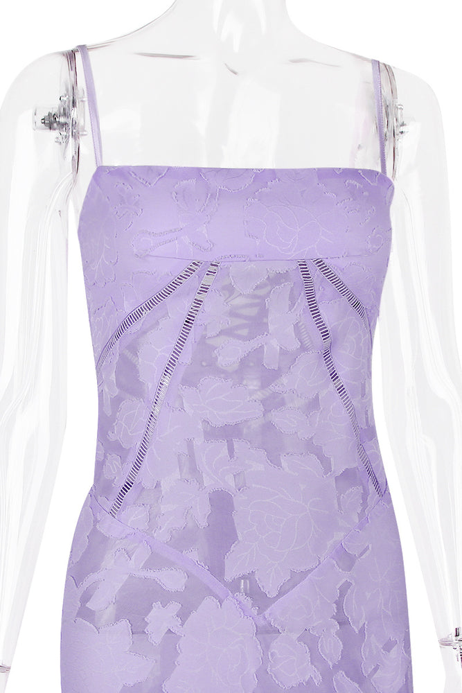 
                      
                        Straps Lilac Lace-up Back Long Lace Dress
                      
                    