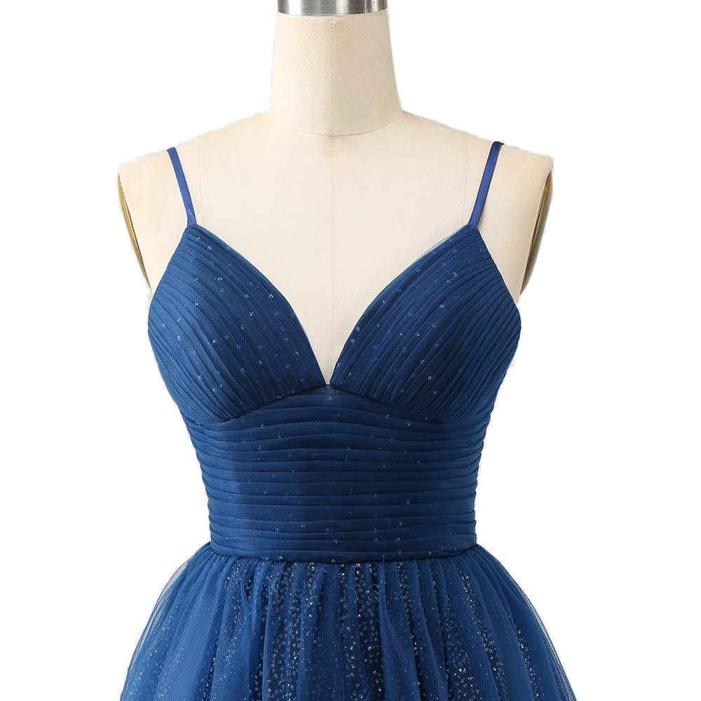 
                      
                        Straps Navy Blue Sparkle Tulle Short Party Dress
                      
                    