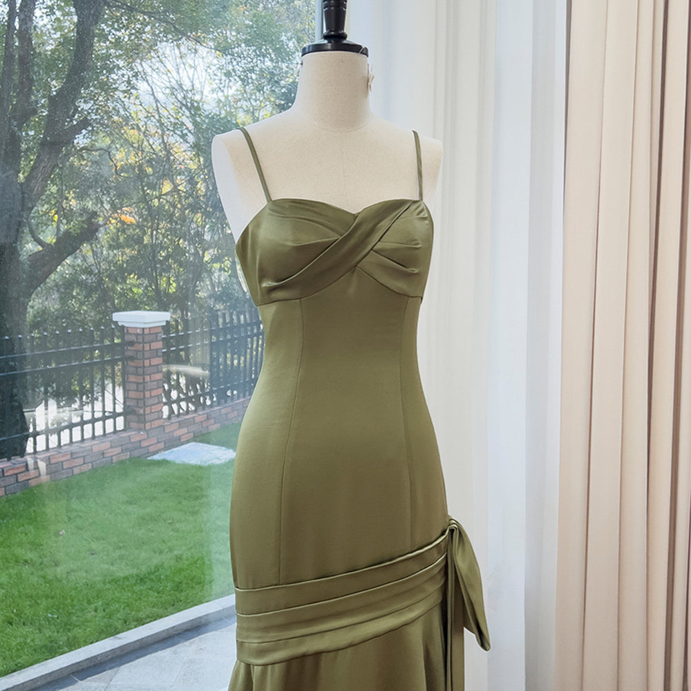 
                      
                        Straps Olive Green Mermaid Long Dress with Shawl
                      
                    