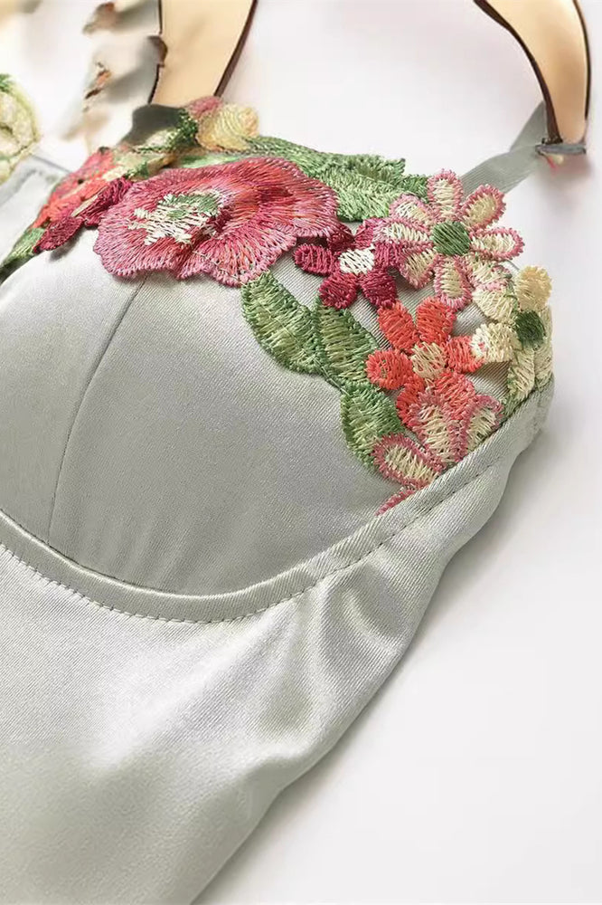 
                      
                        Straps Pink 3D Floral Satin Mini Dress
                      
                    