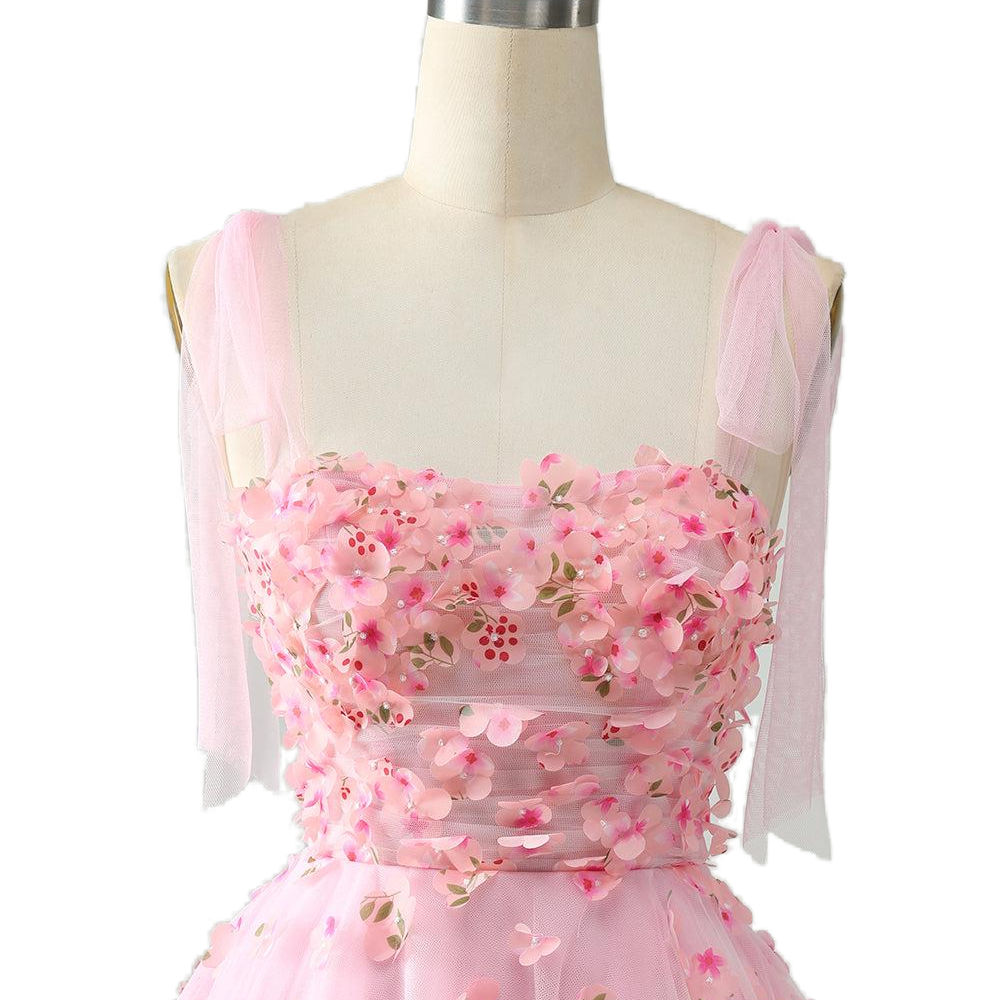 
                      
                        Straps Pink 3D Floral Short Princess Dress
                      
                    