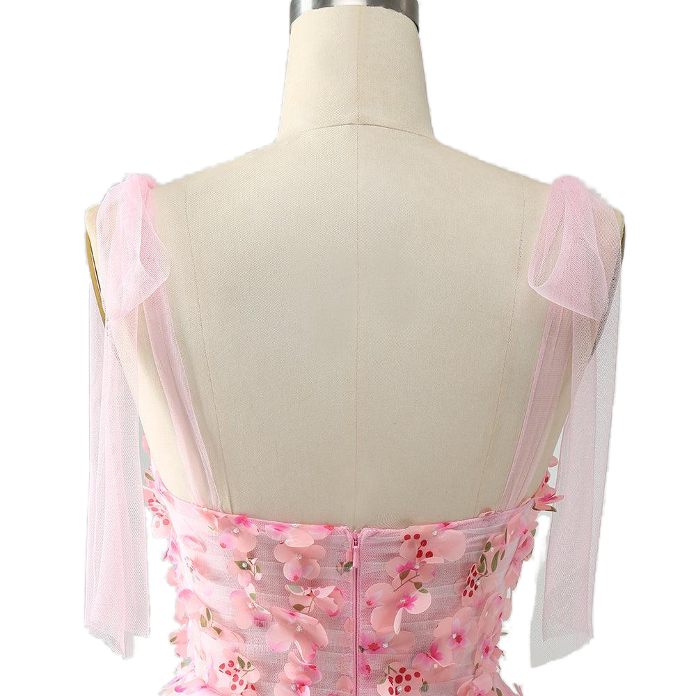 
                      
                        Straps Pink 3D Floral Short Princess Dress
                      
                    