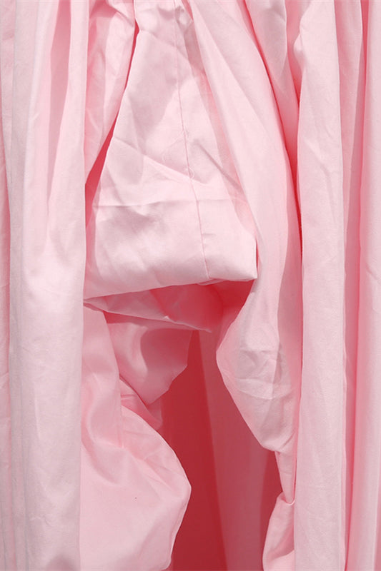 
                      
                        Straps Pink Appliques Pleated Long Dress with Slit
                      
                    