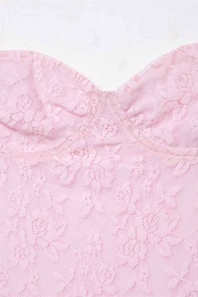 
                      
                        Straps Pink Lace Stitching Ruched Long Dress
                      
                    