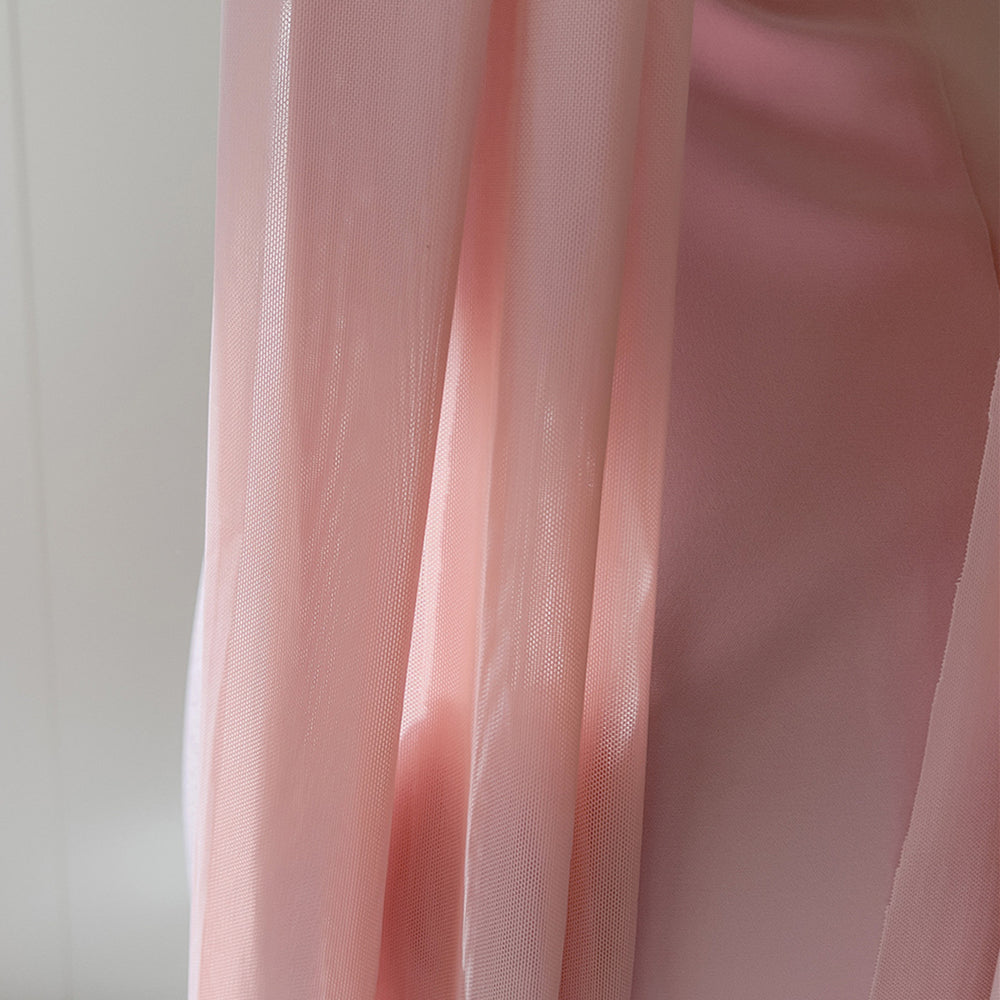 
                      
                        Straps Pink Pleated A-line Long Dress with Slit
                      
                    