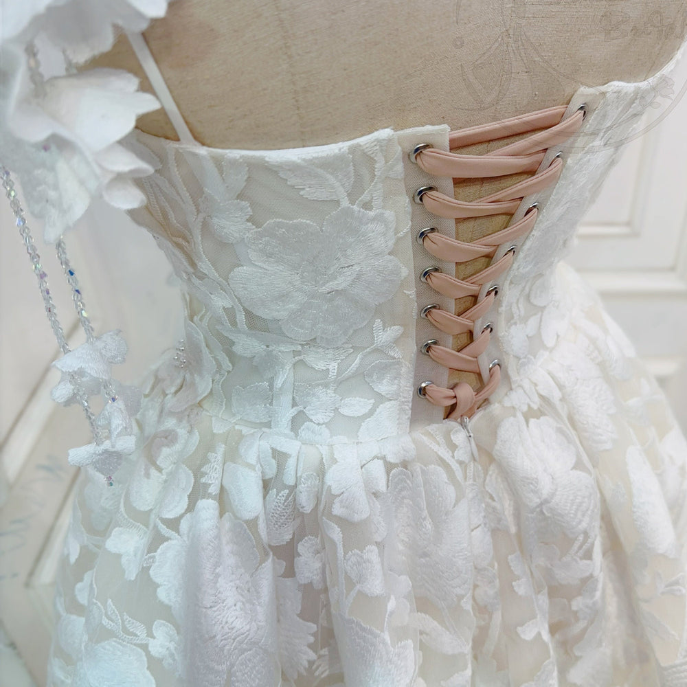 
                      
                        Straps White 3D Flower A-line Short Dress
                      
                    