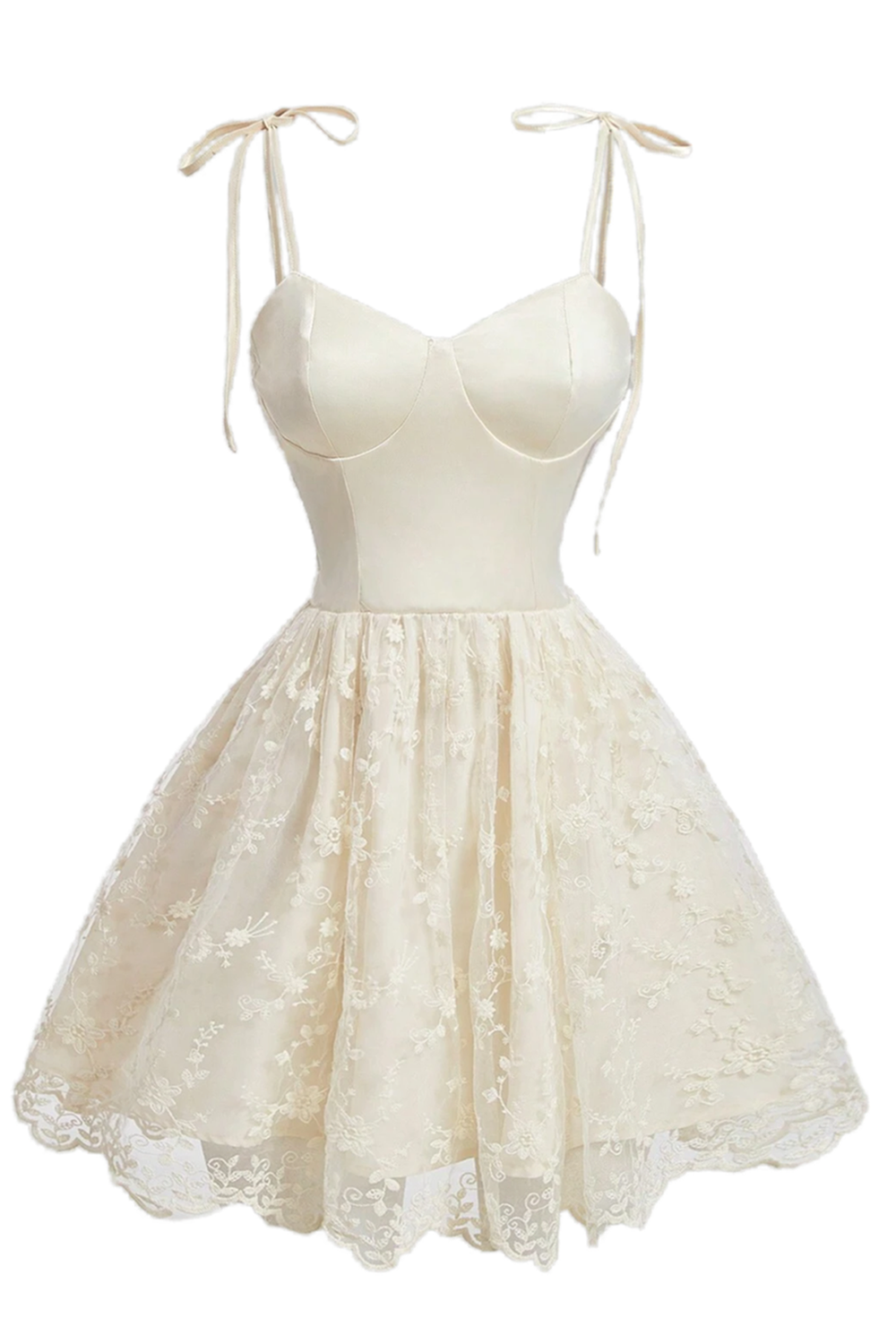 Straps White Floral Embroidery Short Princess Dress