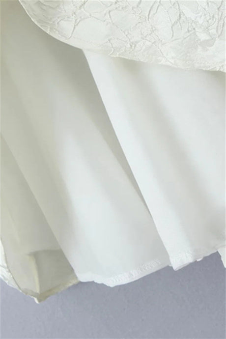 
                      
                        Straps White Lace Patchwork Ruched Short Dress
                      
                    