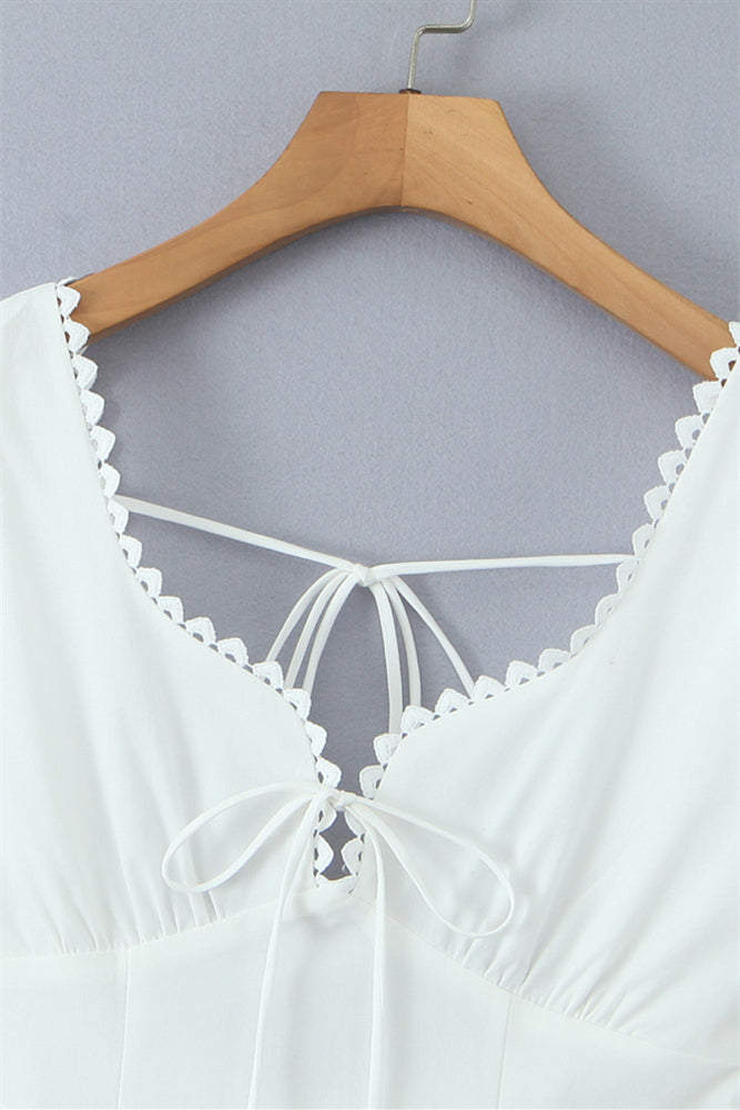 
                      
                        Straps White Tie Front Mermaid Maxi Dress
                      
                    