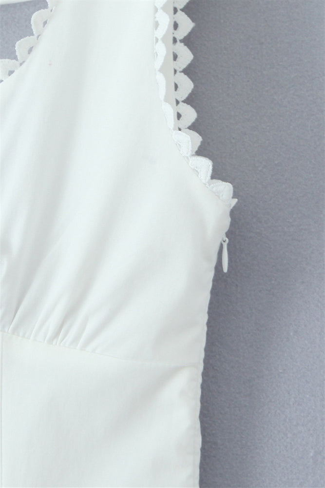 
                      
                        Straps White Tie Front Mermaid Maxi Dress
                      
                    