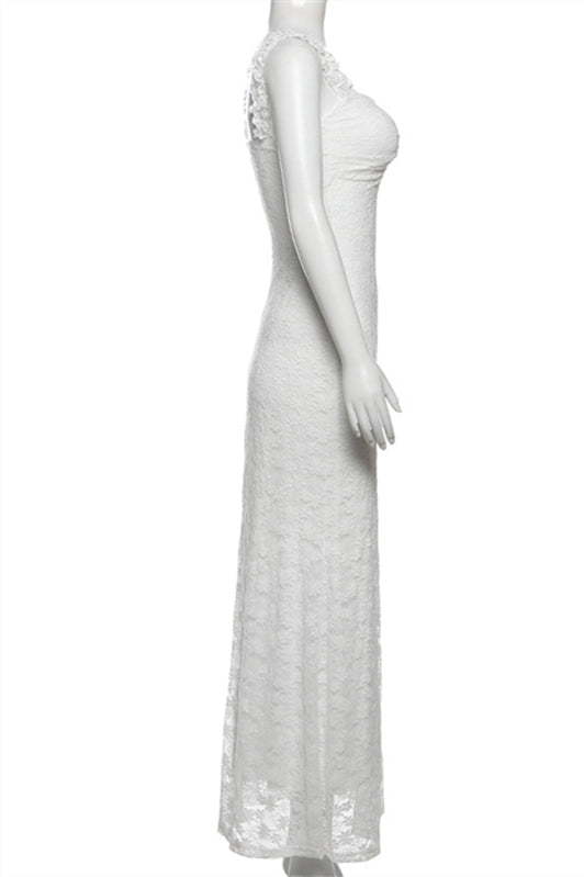 
                      
                        Straps White Twist Floral Lace Maxi Dress
                      
                    