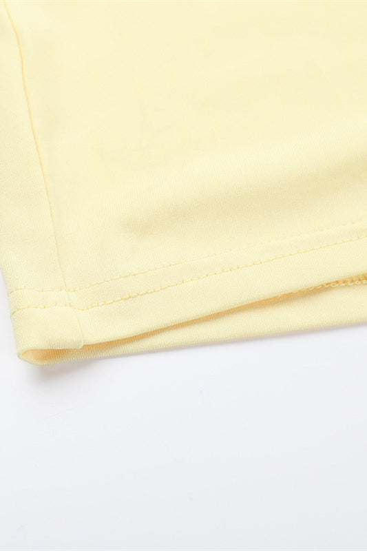 
                      
                        Straps Yellow Bodycon Short Dress with Keyhole
                      
                    