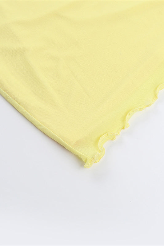 
                      
                        Straps Yellow Bodycon Short Dress with Keyhole
                      
                    