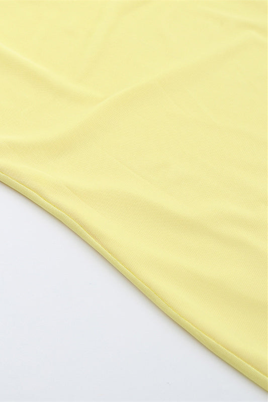 
                      
                        Straps Yellow Bodycon Short Dress with Keyhole
                      
                    