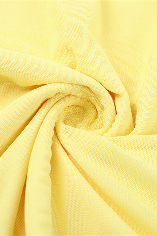 
                      
                        Straps Yellow Bodycon Short Dress with Keyhole
                      
                    