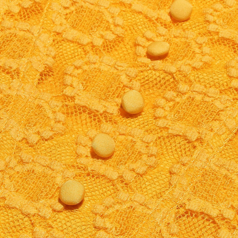 
                      
                        Straps Yellow Button Front Lace A-line Short Dress
                      
                    