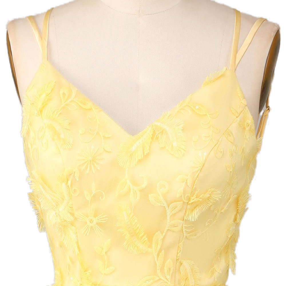 
                      
                        Straps Yellow Embroidery Short Princess Dress
                      
                    