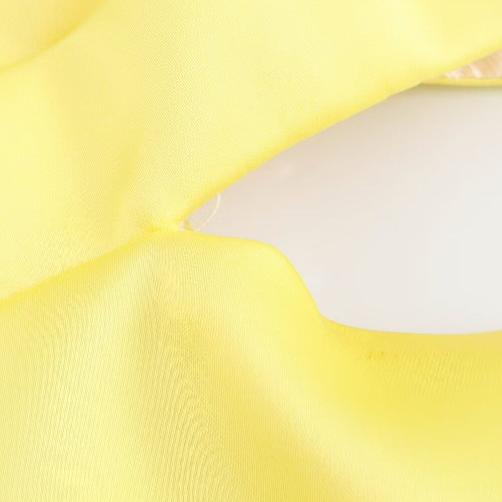 
                      
                        Straps Yellow Tiered Short Dress with Cut-out
                      
                    