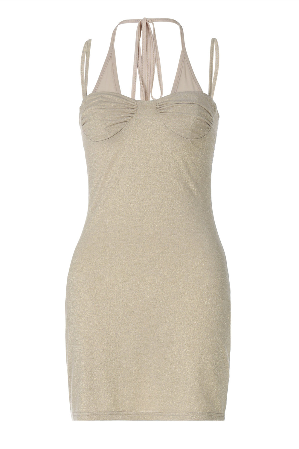 Straps Apricot Backless Bodycon Short Dress