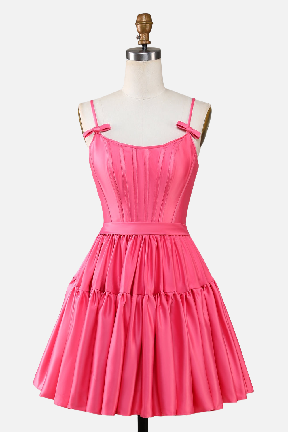 Straps Hot Pink A-line Short Princess Dress