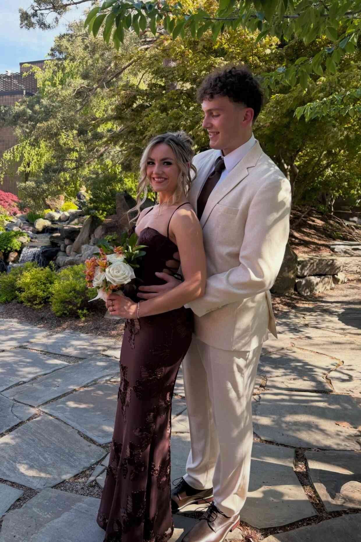 Straps Lemon Floral Appliques Fitted Maxi Dress
