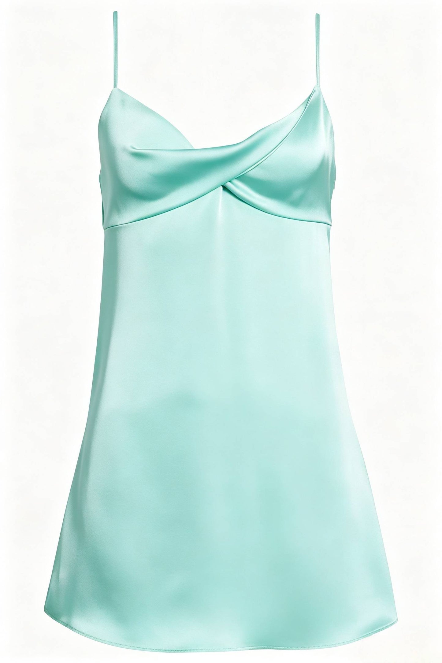 Straps Pink Twist Front A-line Short Dress