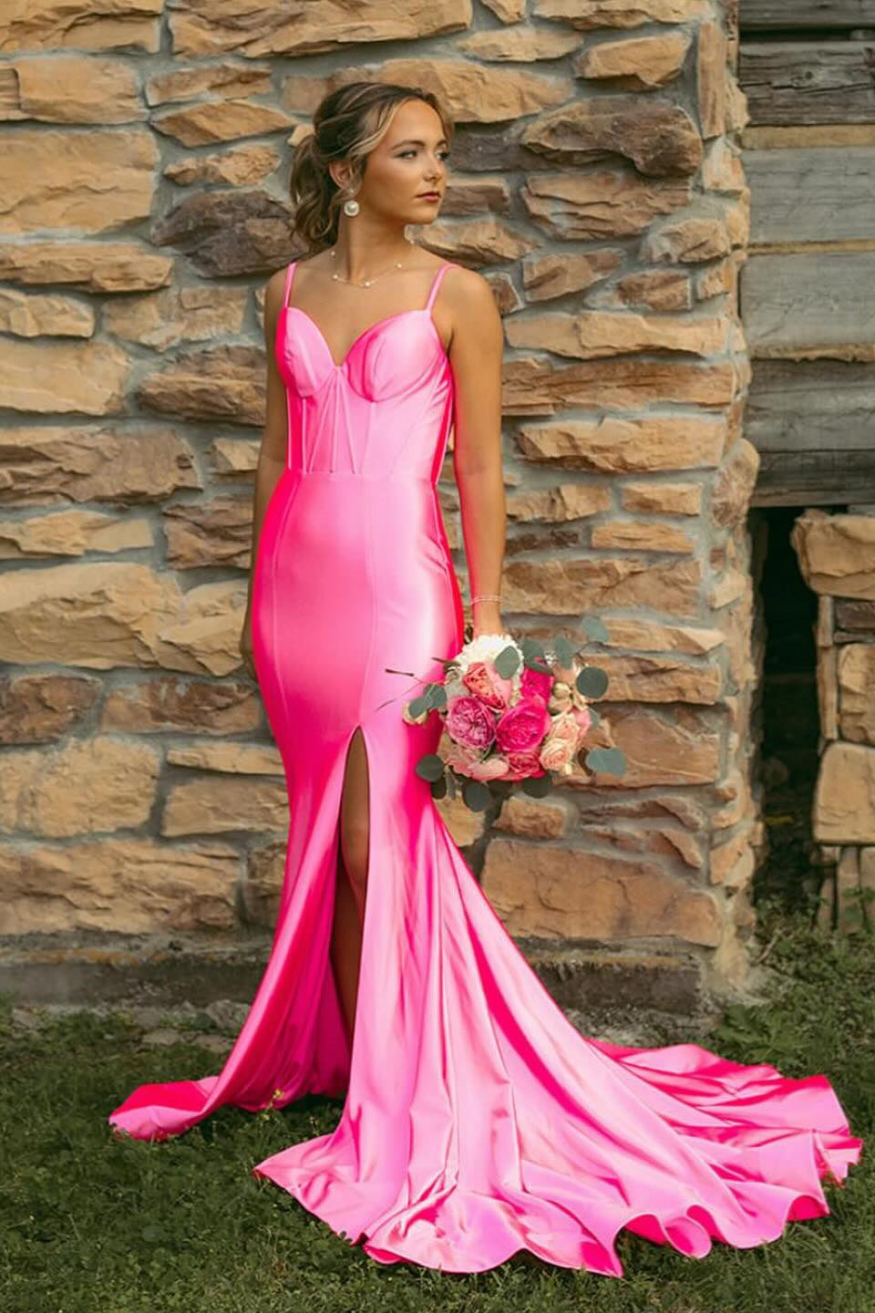 satin mermaid maxi dress Elizabeth K Beaded Satin Mermaid GL3045 Formal Dress Shops XS / Royal Blue