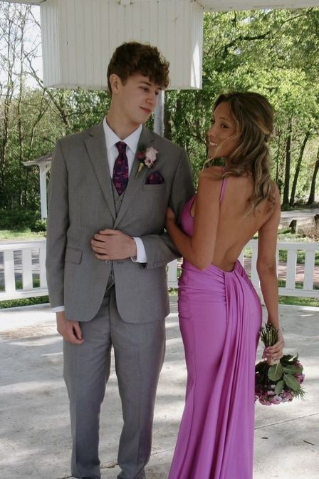 Straps Yellow Open Back Ruched Long Dress