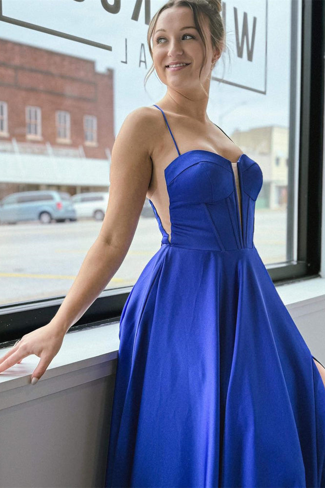 
                      
                        Straps Royal Blue A-line Long Formal Dress
                      
                    