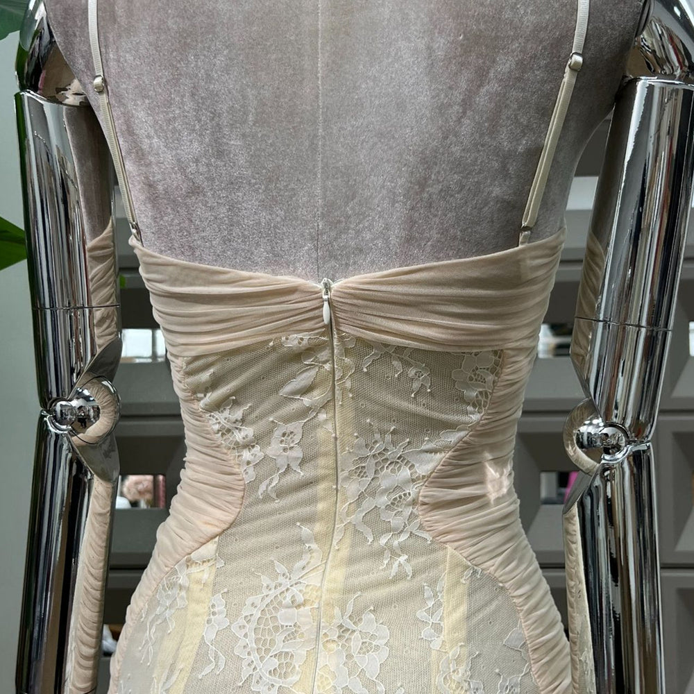 
                      
                        Sweetheart Apricot Ruched Lace Mermaid Long Dress
                      
                    