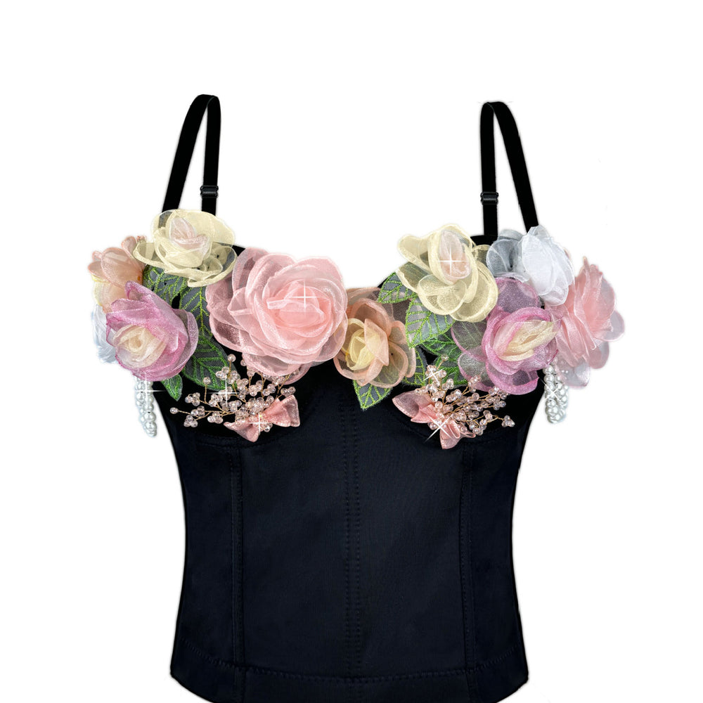 
                      
                        Sweetheart Black 3D Floral Corset Top
                      
                    