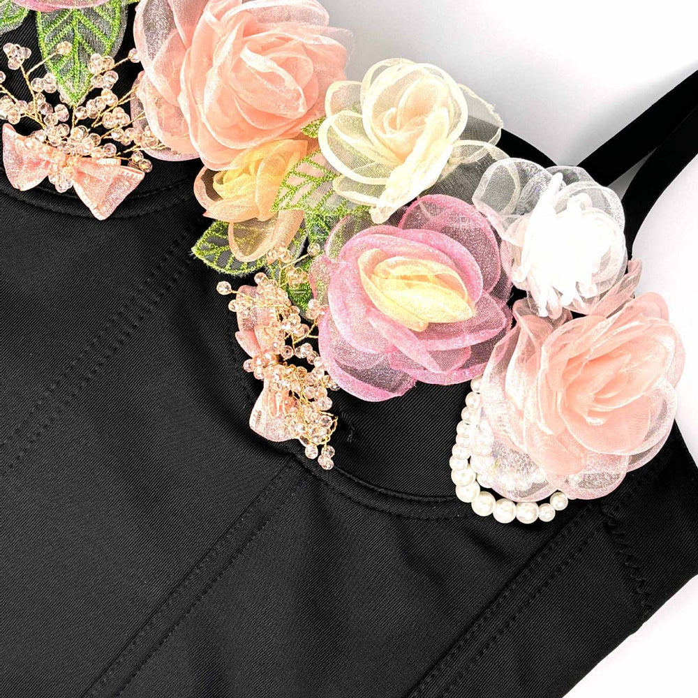
                      
                        Sweetheart Black 3D Floral Corset Top
                      
                    