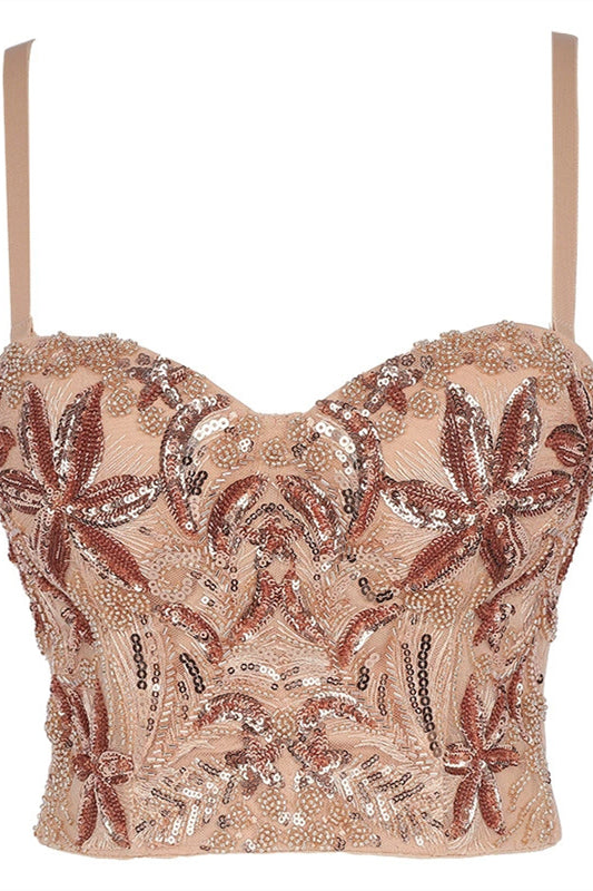 
                      
                        Sweetheart Black and White Floral Beaded Corset Top
                      
                    