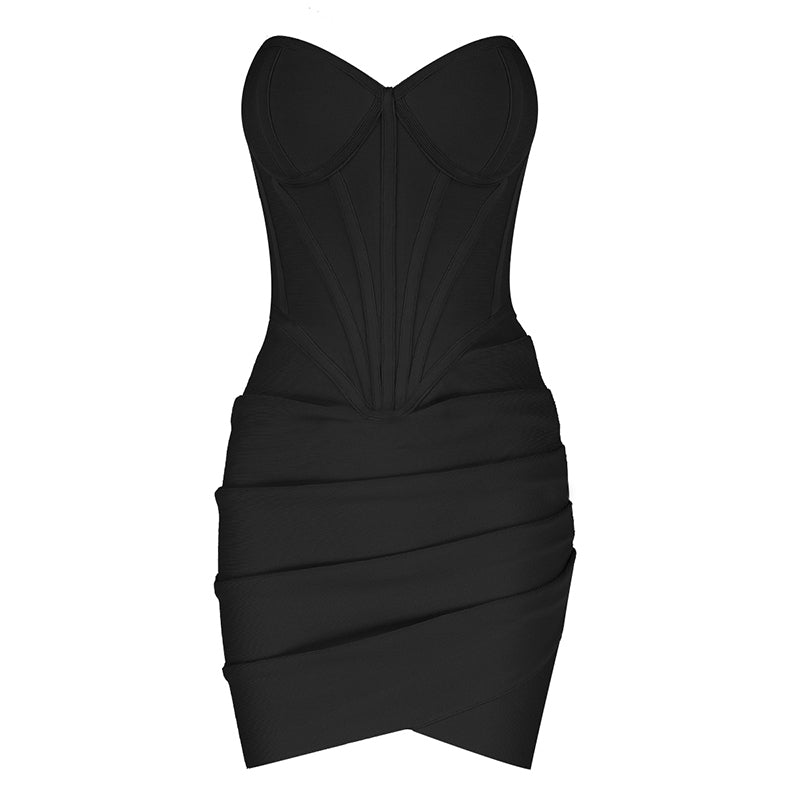 Sweetheart Black Ruched Bodycon Short Dress