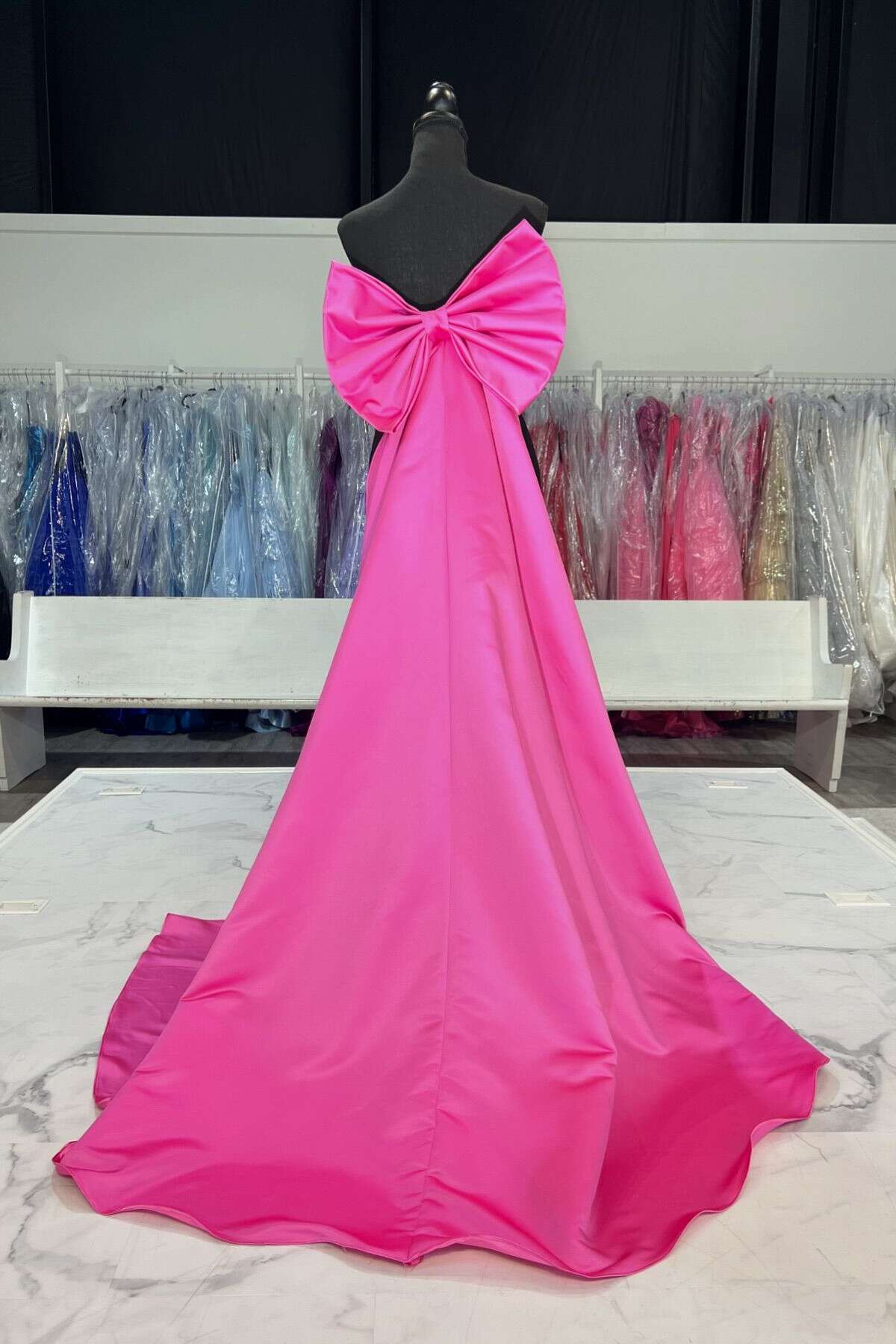 Sweetheart Black and Pink Back Bow Long Dress PollyBoutique Sweetheart Black and Pink Back Bow Long Dress PollyBoutique