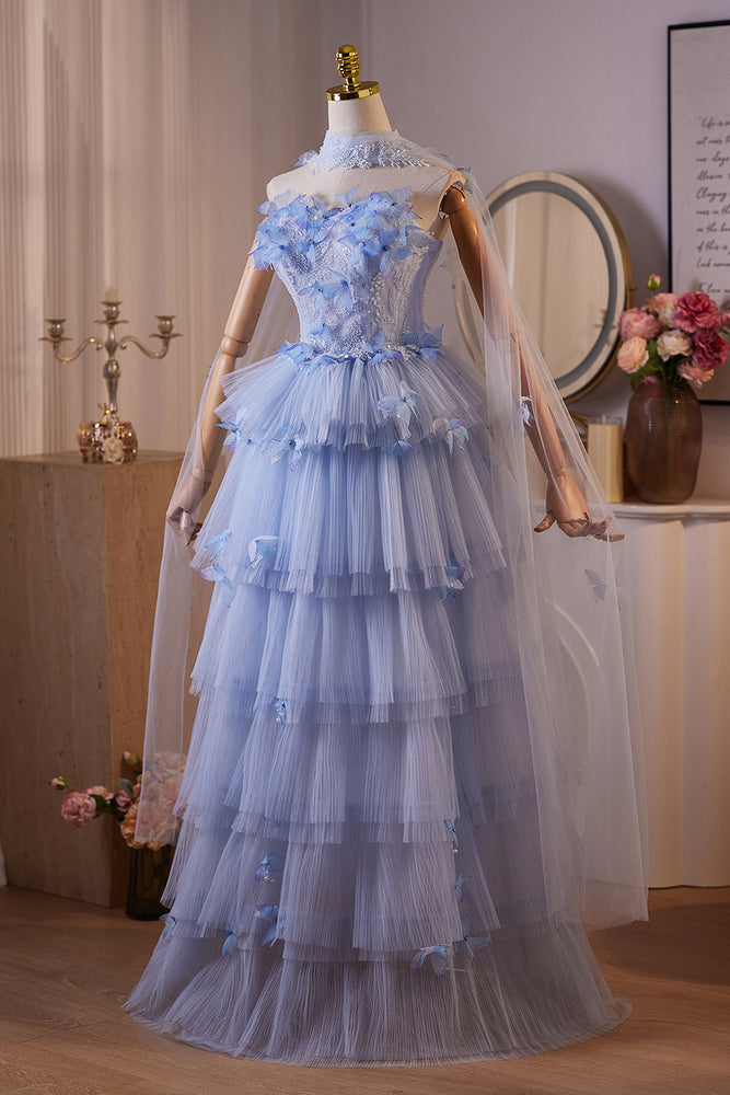 
                      
                        Sweetheart Blue 3D Butterfly Tiered Glitter Long Dress
                      
                    