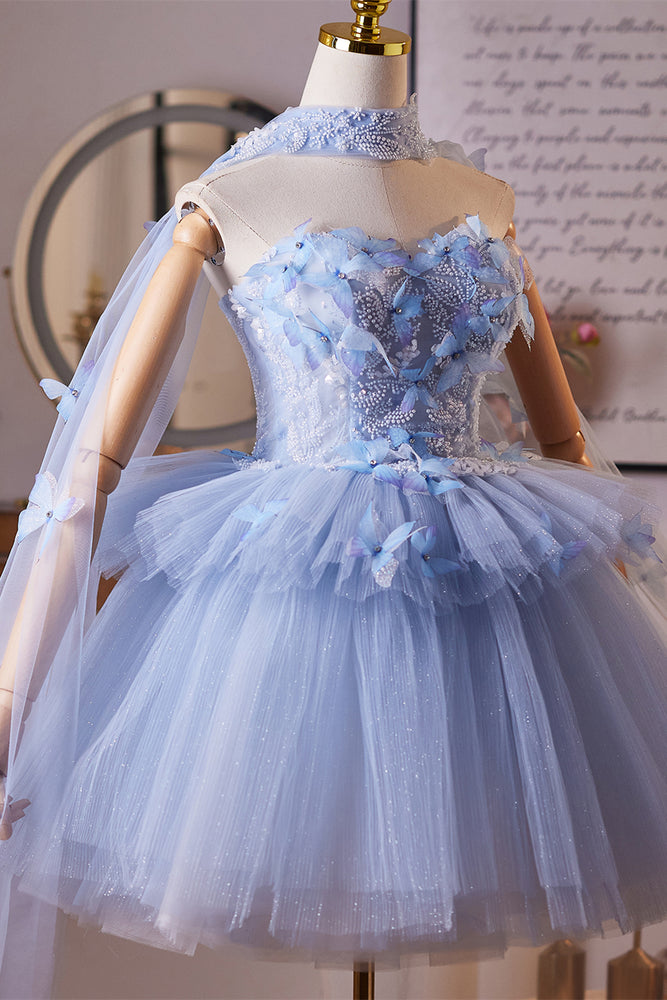 
                      
                        Sweetheart Blue 3D Butterfly Tiered Glitter Short Dress
                      
                    