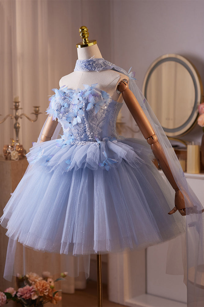
                      
                        Sweetheart Blue 3D Butterfly Tiered Glitter Short Dress
                      
                    