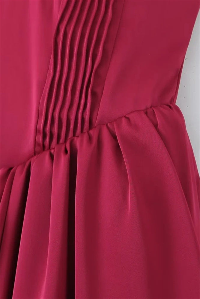 
                      
                        Sweetheart Burgundy Pleated A-line Midi Dress
                      
                    