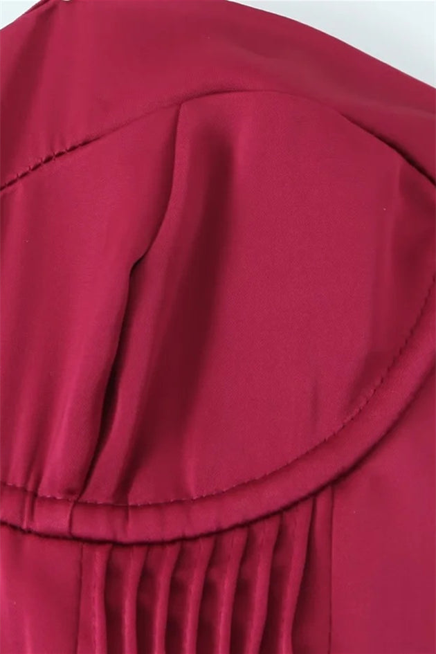 
                      
                        Sweetheart Burgundy Pleated A-line Midi Dress
                      
                    