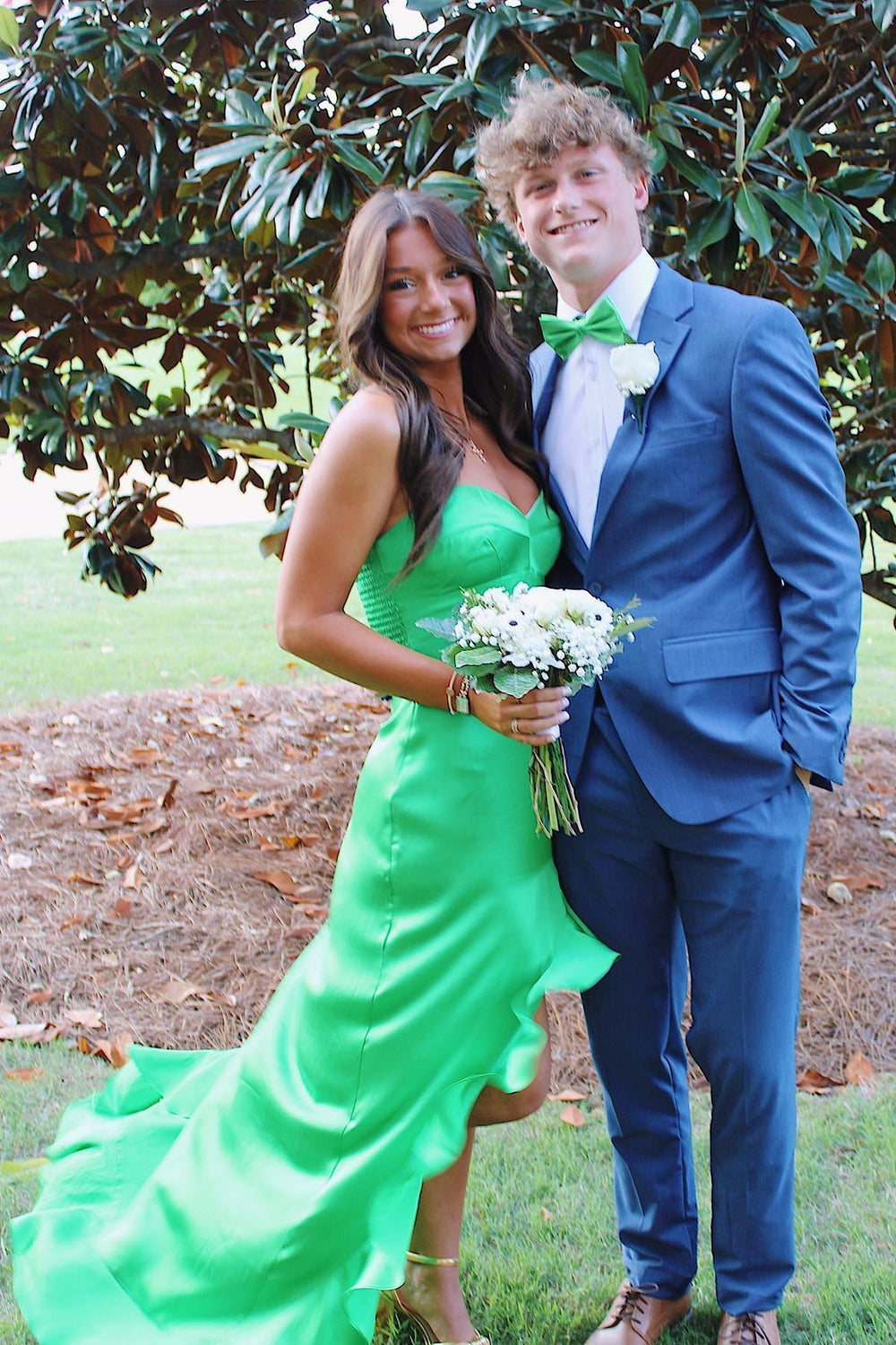 Sweetheart Emerald Green Irregular Hem Long Dress