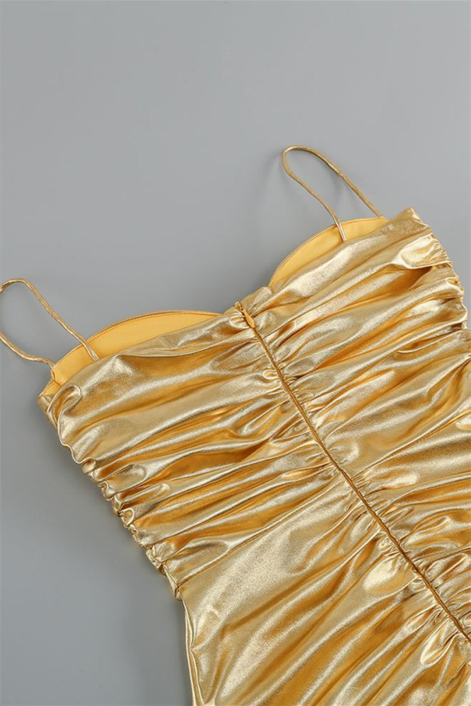 
                      
                        Sweetheart Golden Ruched Tight Short Dress
                      
                    