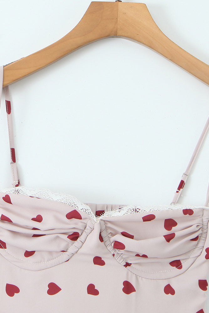 
                      
                        Sweetheart Heart Print Ruched Maxi Dress
                      
                    