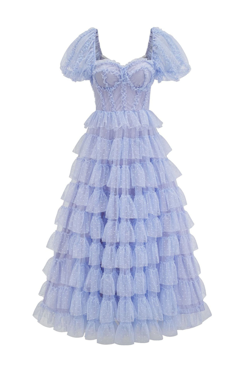 Sweetheart Lavender Ruffle Tiered Long Dress